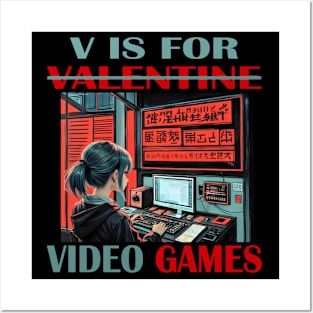 V is for Video Games Valentine Posters and Art